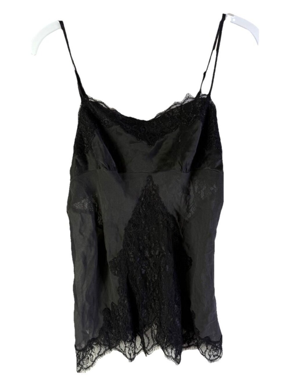 Vintage Y2K Victorias Secret Silk Satin Cami Tank Top Shirt Black Dainty